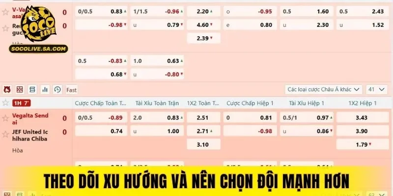 Theo dõi xu hướng và nên chọn đội mạnh hơn